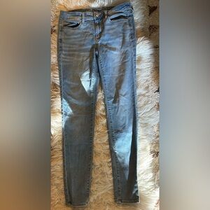 American Eagle Outfitters Blue Skinny Jeans with Natural Fading